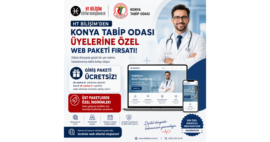 HT BİLİŞİM’DEN KONYA TABİP ODASI ÜYELERİNE ÖZEL WEB PAKETİ FIRSATI! HT BİLİŞİM’DEN KONYA TABİP ODASI ÜYELERİNE ÖZEL WEB PAKETİ FIRSATI!