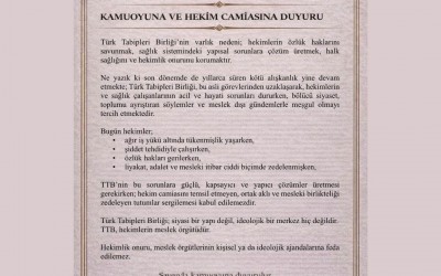 TTB'nin Tutumu Kabul Edilemez